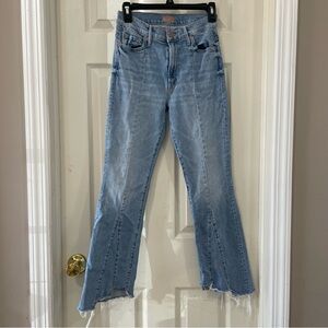 MOTHER Light Blue The Insider Crop Pointy Fray Jeans